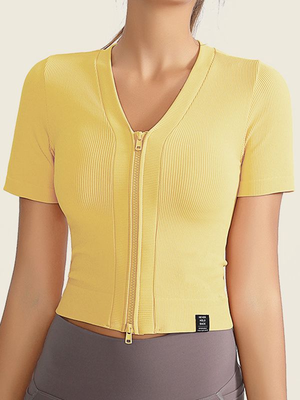 ZASUWA Female Zipper Solid Color Short Sleeves