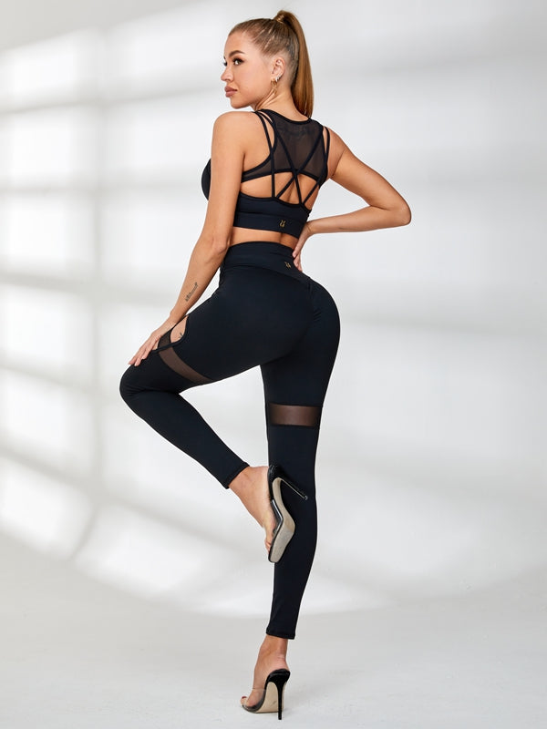 Unique Cutout Mesh High-rise Leggings