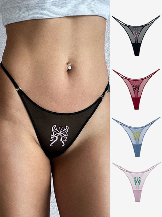 Sexy T-back Mesh Embroidery Panties