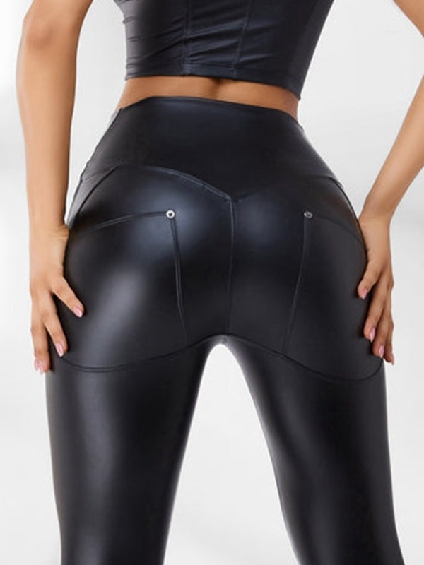 ❤ZASUWA Female PU High-rise Leggings – ZASUWA SPORTSWEAR