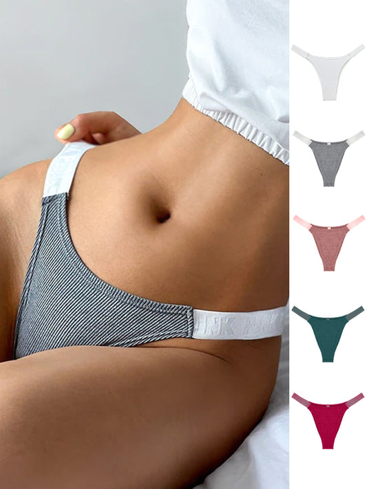 Ribbed Letter Print Underwear