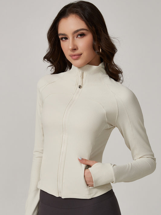 Zipper Stand Up Collar Thumbholes Jackets