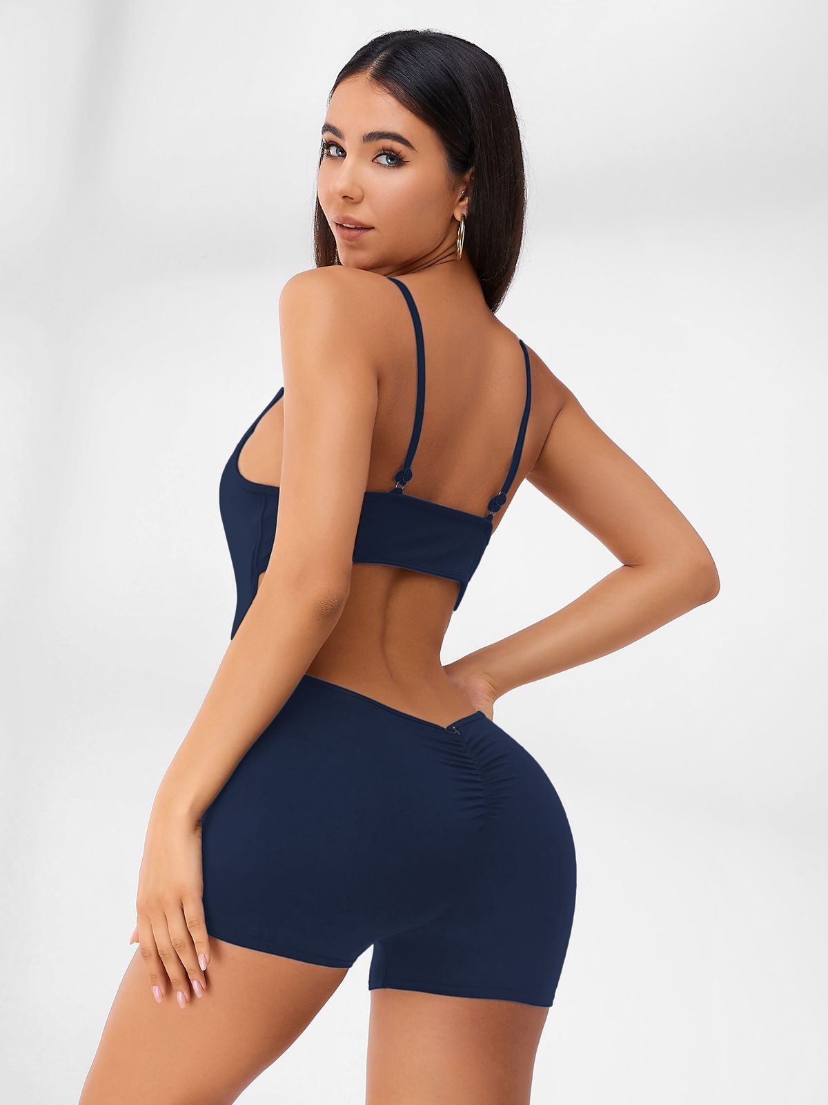 U-Ausschnitt Cut-Out Romper mit Scrunch-Po