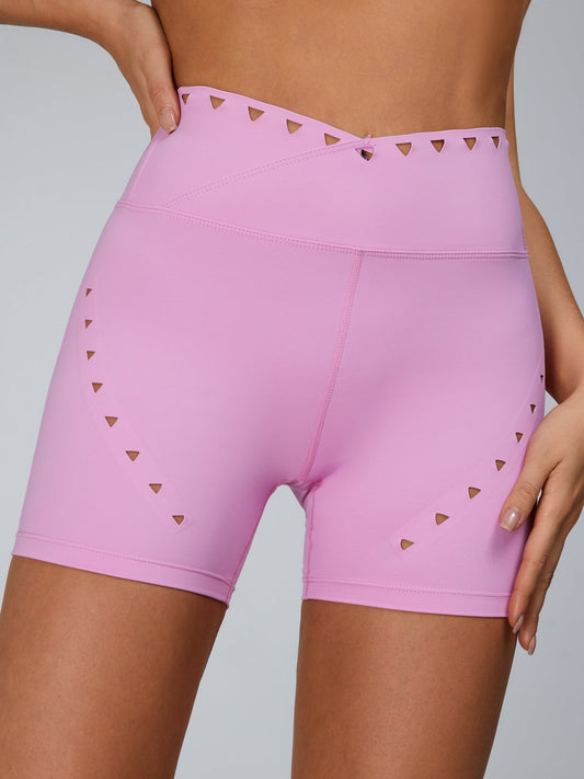 Cutout V Shape Waist Spandex Gym Booty Shorts