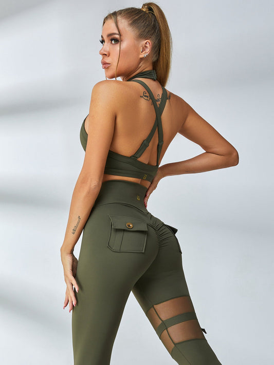 Unique Cut Out Pocket Mesh Scrunch Bum Sportswear
