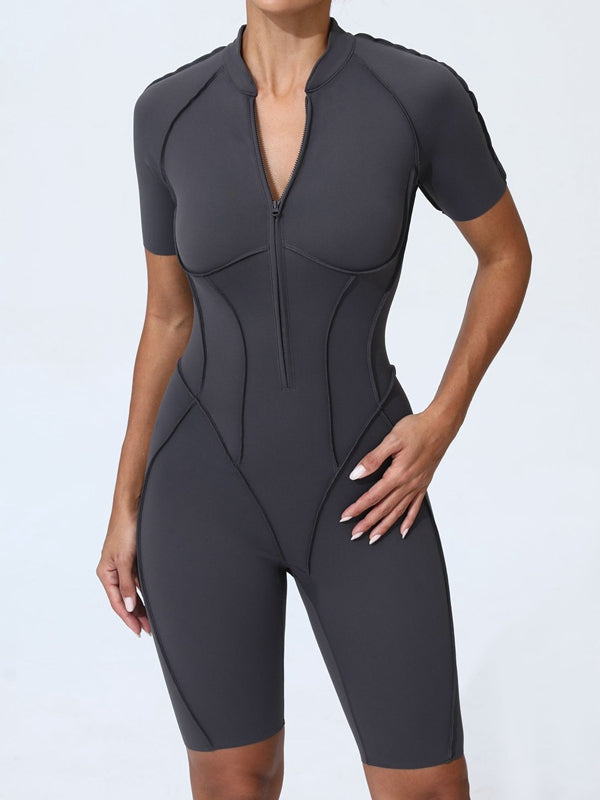 Sexy Zipper Stitch Performance Jumpsuit