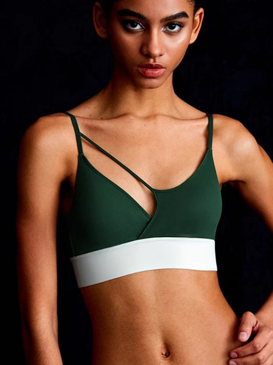 Contrast Color Cutout Backless Sports Bras