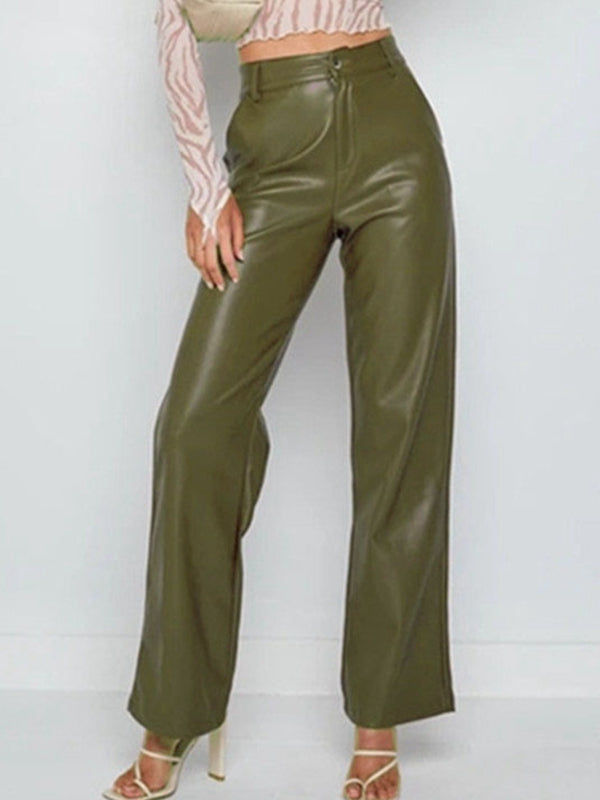 Fuax Leather Pocket Fashion Pants