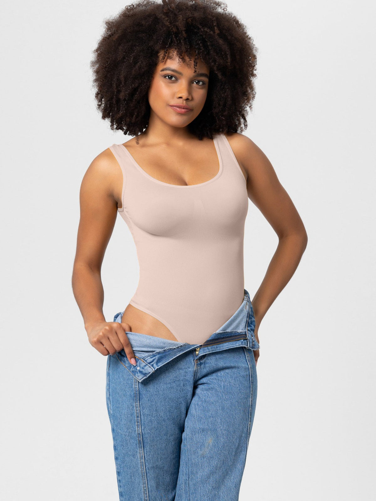 Sculpting Ribbed Thong Bodysuit