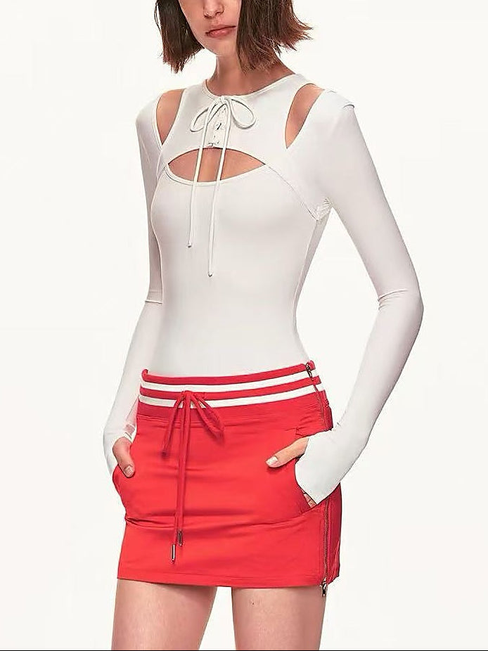 Women's Long Sleeve Keyhole Lace-Up Bodysuit