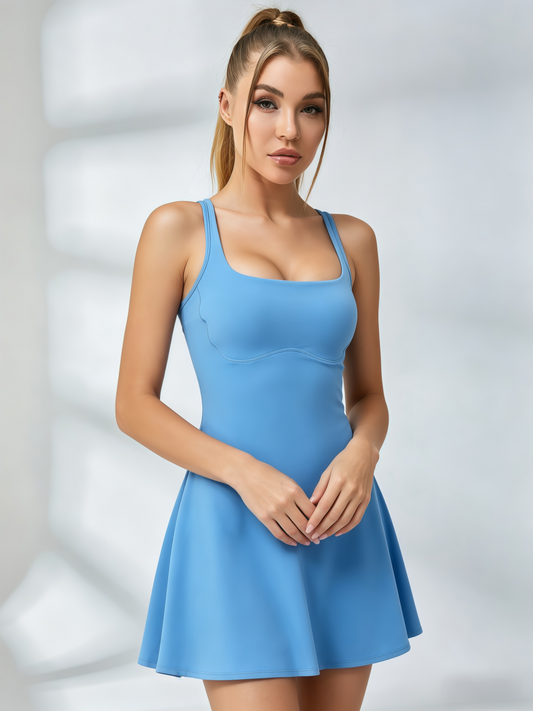 Square-Neck Cutout Tennis Dress