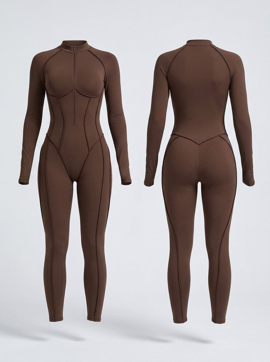 Sexy Zipper Stitch Performance Jumpsuit