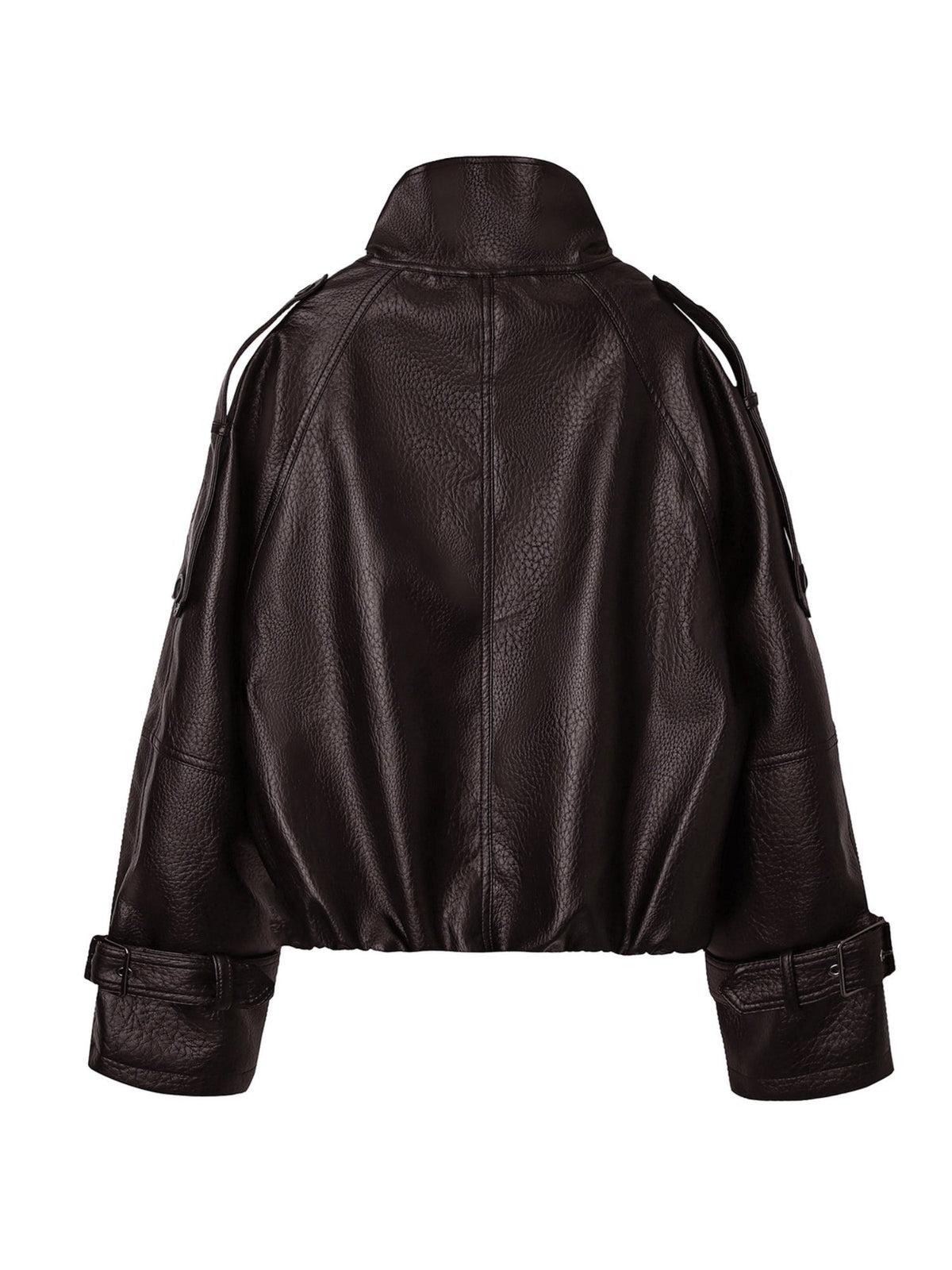 Women's Double-Breasted Faux Leather Cropped Jacket