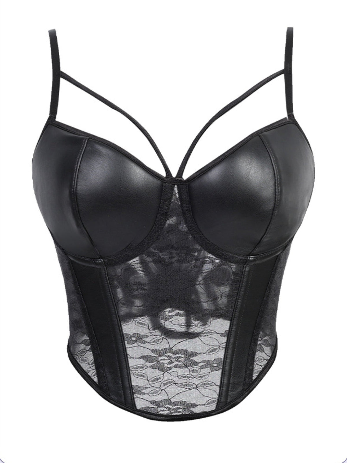 Faux Leather Lace Corset Cami Top
