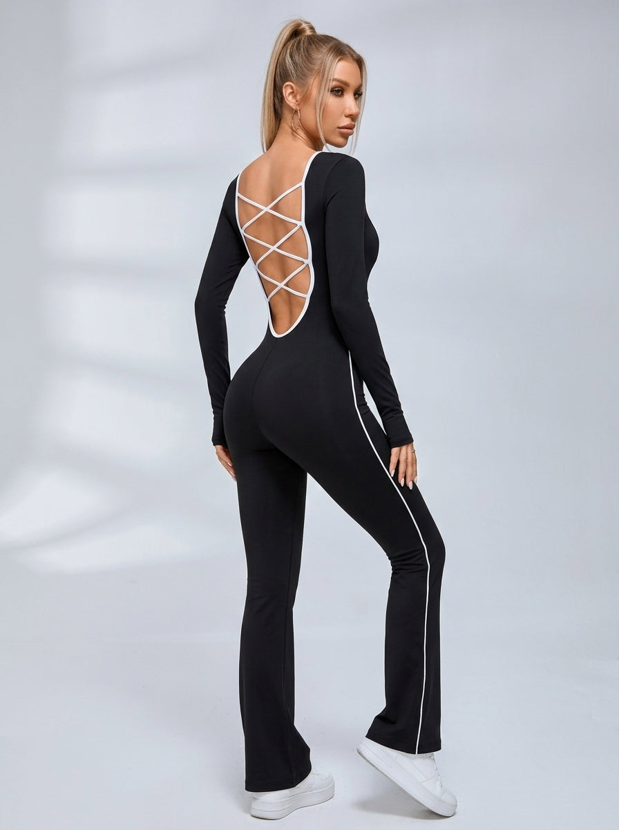 Cross Back Flare Jumpsuit