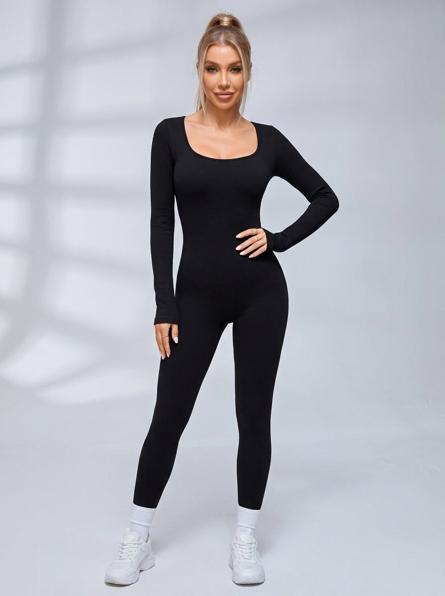 Cross Back Hollow Out Long Sleeves Jumpsuit