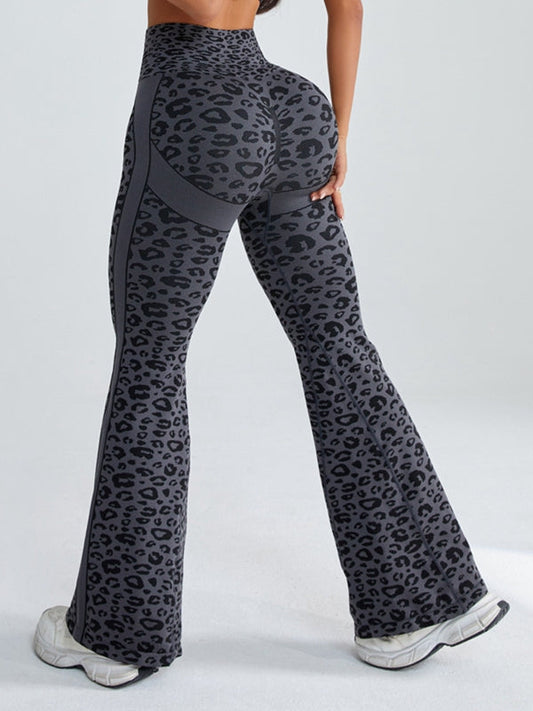 Seamless Leopard Print Flare Booty Leggings