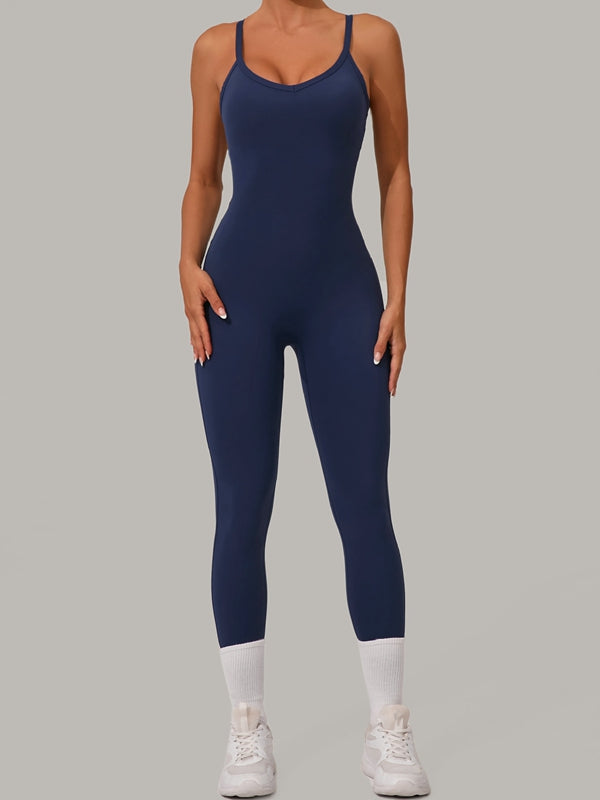 Sexy Jumpsuit mit überkreuztem Rückenausschnitt und U-Boot-Ausschnitt