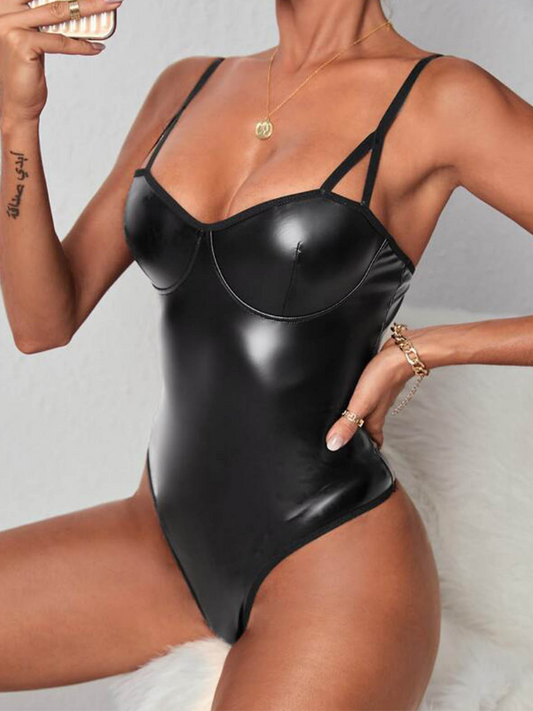 Glossy PU Faux Leather Lingerie