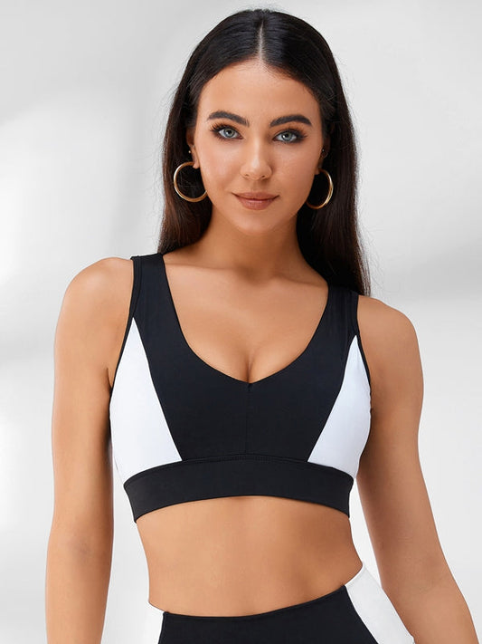 Contrast Color Backless Sports Bras