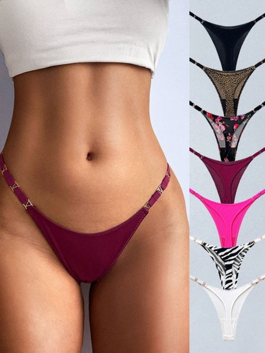 Metal Animal Print T-back Underwear