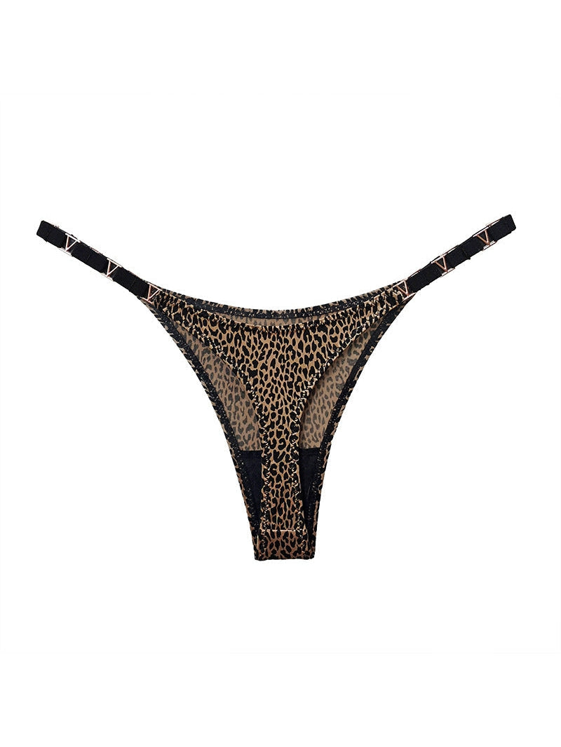 Metal Animal Print T-back Underwear