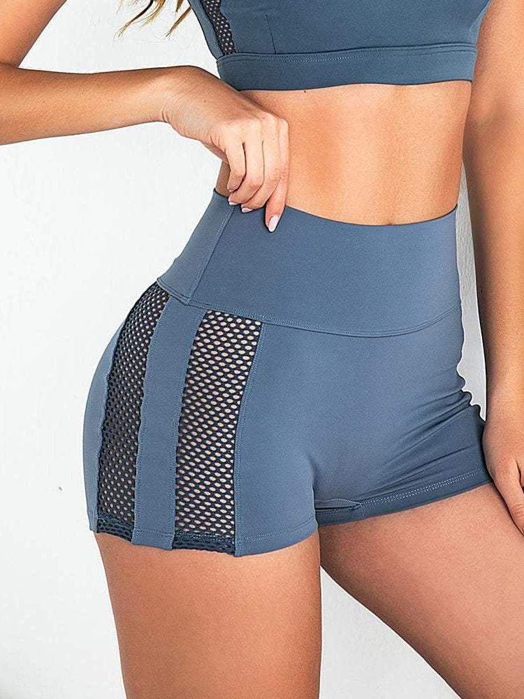 Sexy Mesh Stitching Cutout Sports Shorts - ZASUWA