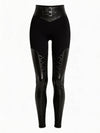 Wrap Faux-Leather Crop Top & Corset Waist Leggings Set