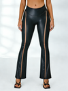 Faux Leather Mesh Stripes Leggings