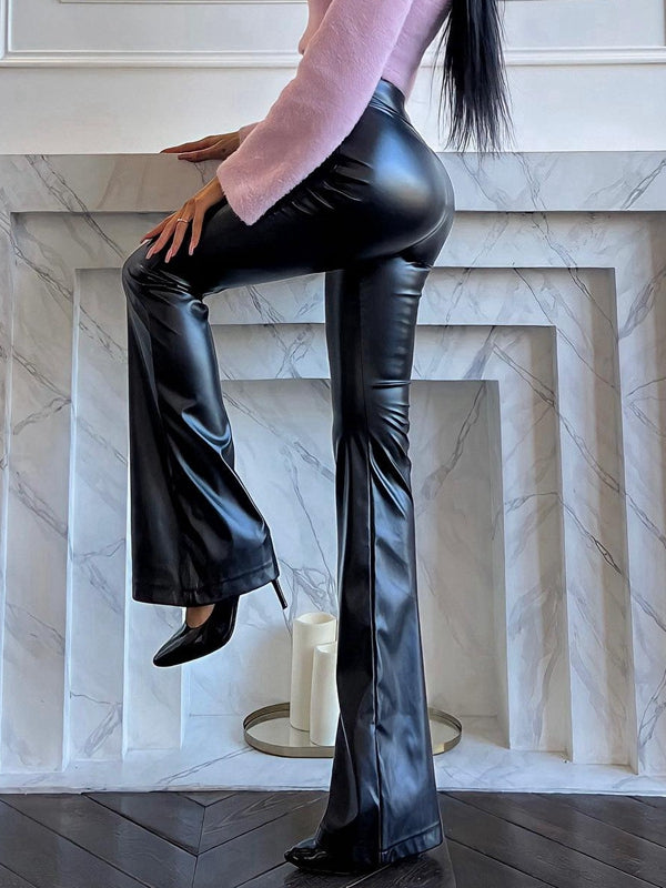 Sexy Faux Leather Flare Leggings