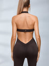 ZASUWA Female Backless Halter Deep V Back Jumpsuit