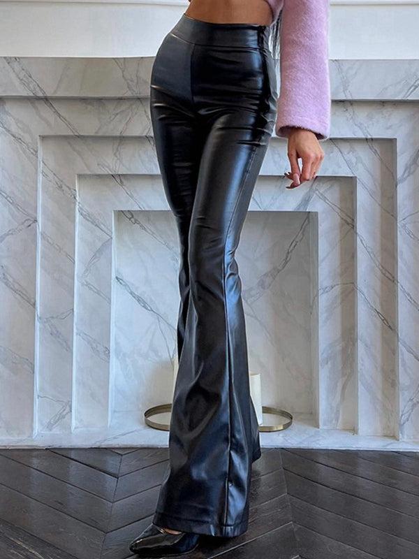 Sexy Faux Leather Flare Leggings