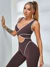 Sculpting Contrast Piping Cutout Short Romper