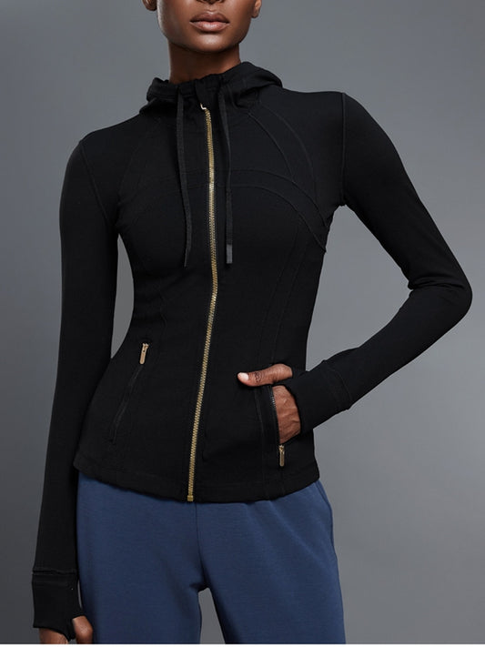 ZASUWA Female Pocket Zipper With Hat Jacket