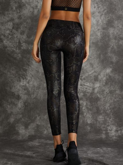 PU Faux Leather Snake Print Leggings
