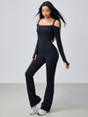 ZASUWA Female U Collar Scrunch Bum Elastic Tight Jumpsuit
