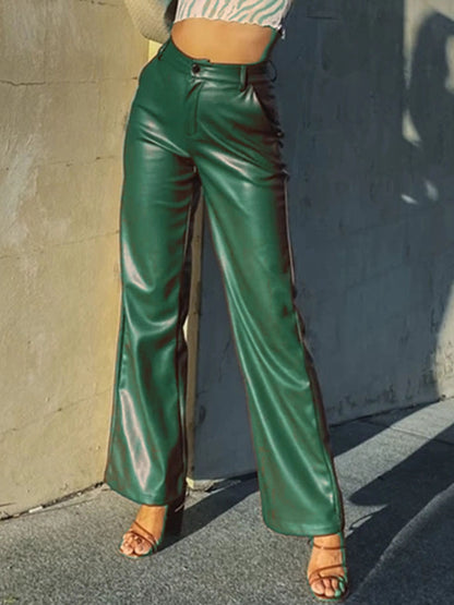 Fuax Leather Pocket Fashion Pants
