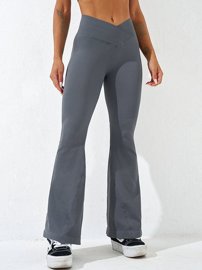 V-shape Waist Ribbed Flare Scrunch Bum Leggings