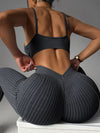 ZASUWA Female V-shaped Waist Ribbed Push Up Design Scrunch Bum Hip-lift Tracksuit