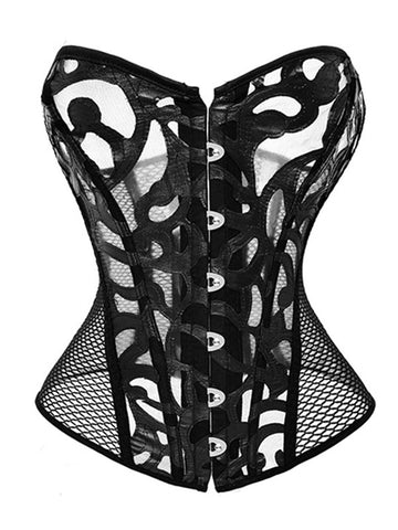 PU Hollow Out Net Roman-knot Breathble Corset Shapewear