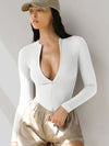 ZASUWA Female Zipper Long Sleeves Bodysuit
