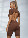 Sexy Backless Zipper Scrunch Bum Romper