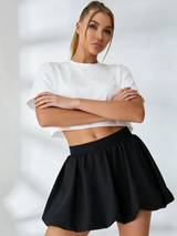 Black Shorts+White Top