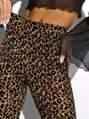 ZASUWA Female Sexy Leopard Print Semi-trasparent Mesh Flare Leggings
