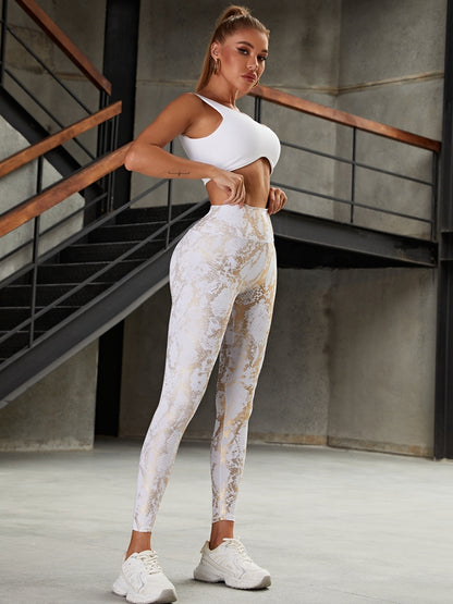 High Waist Bronzed Snakeskin Leggings