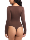 ZASUWA Female Cutout Seamless Long-Sleeve Sexy Tight Shapewear Bodysuits