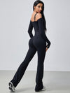 ZASUWA Female U Collar Scrunch Bum Elastic Tight Jumpsuit