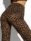 ZASUWA Female Sexy Leopard Print Semi-trasparent Mesh Flare Leggings
