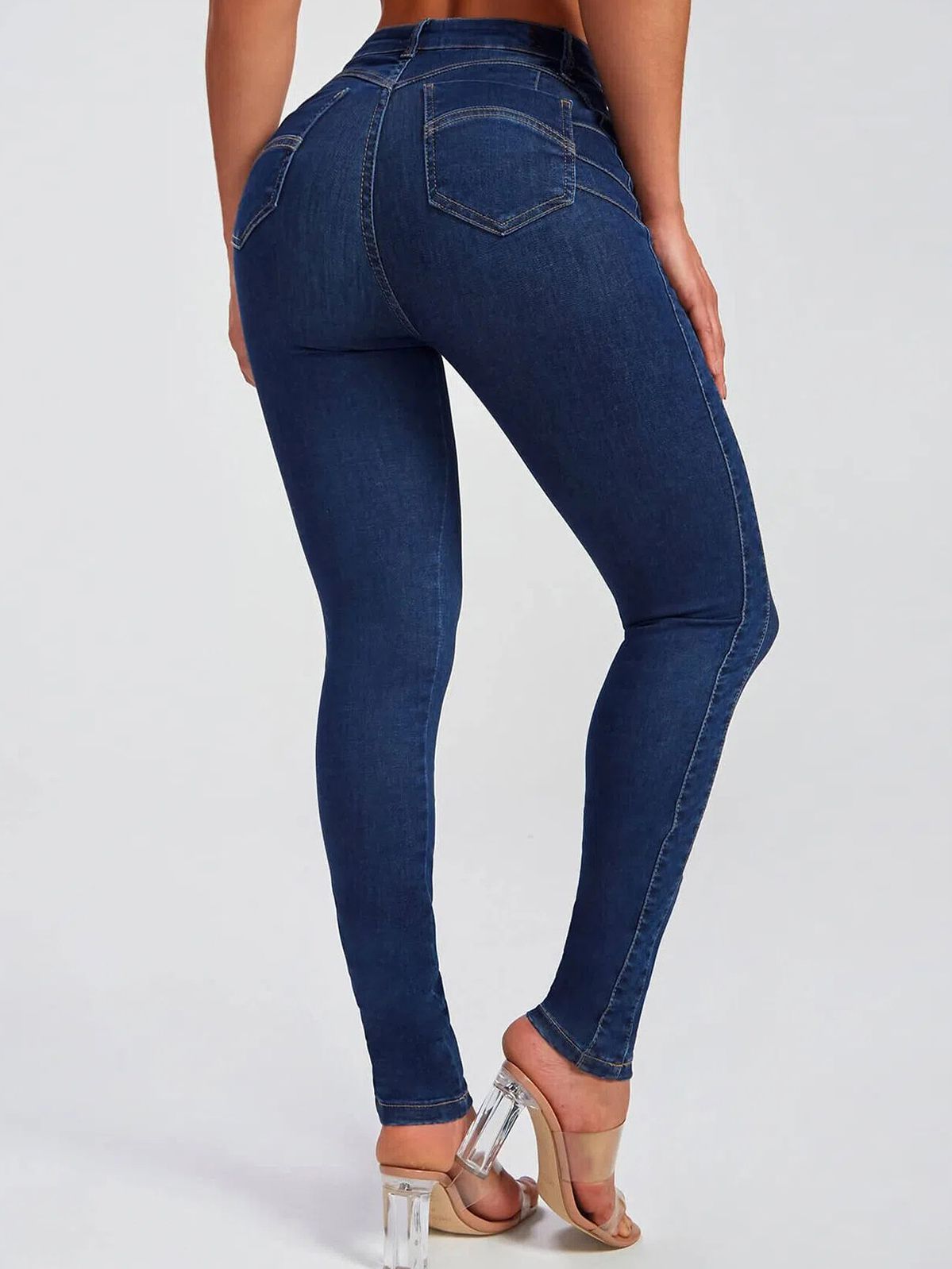 Sexy Denim Elastic Tight Pocket Cargo Leggings