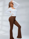 ZASUWA Female Deep V Back Scrunch Bum Flare Leggings